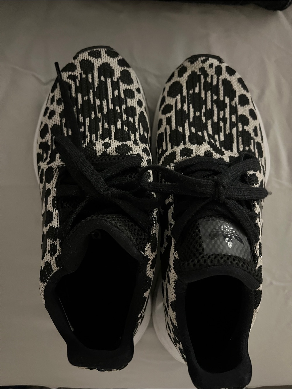 adidas Women's Black & White Knit Pattern Running Shoes